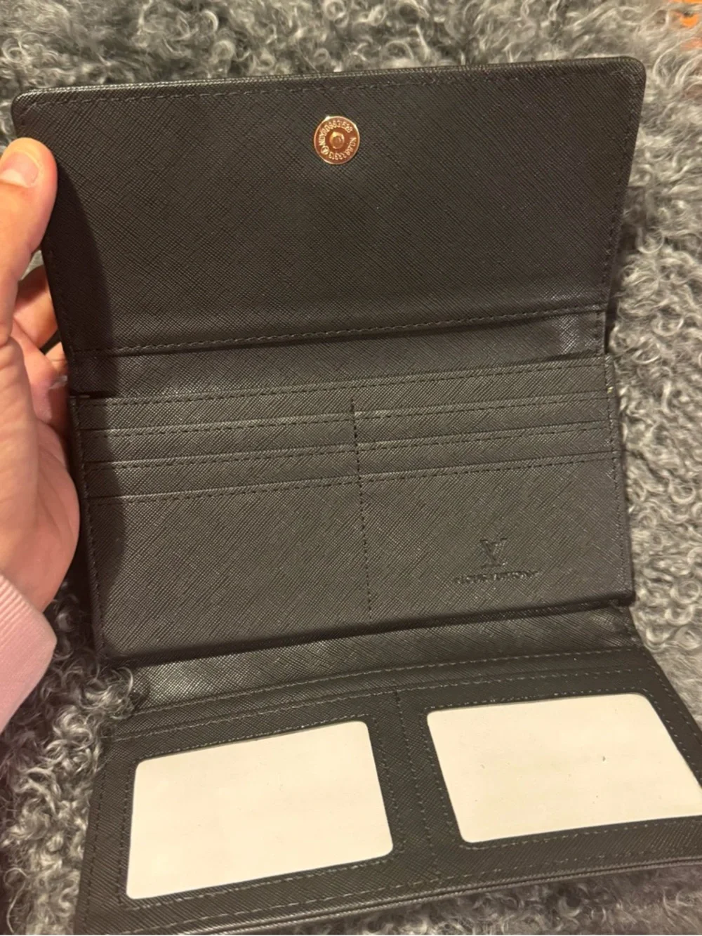 LV Style Monogram Wallet Brown Gold Hardware Envelope Slim Chic